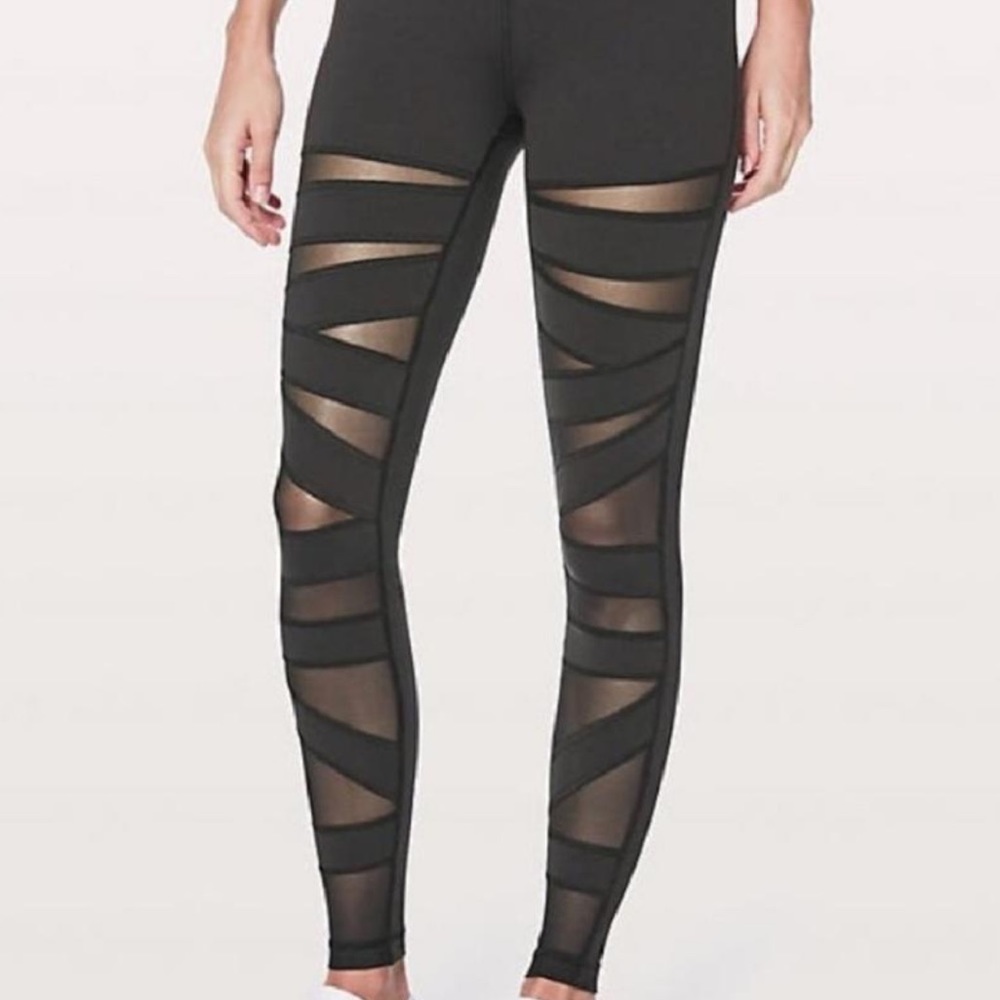 Lululemon Wunder Under Black Mesh Leggings
